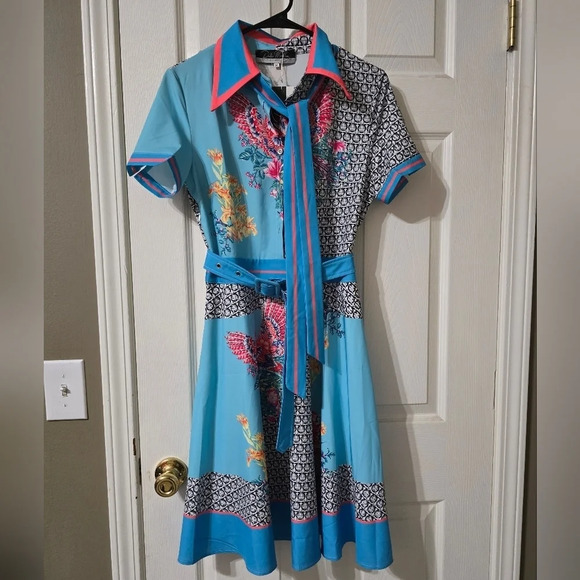 NWT Dalia Macphee Last Chancedalia Macphee Floral Patchwork Dress, Size Medium. - Picture 2 of 15